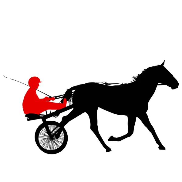 La silhouette noire du cheval et du jockey — Image vectorielle