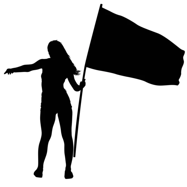 Silhouettes noires de femme avec drapeau sur fond blanc — Image vectorielle