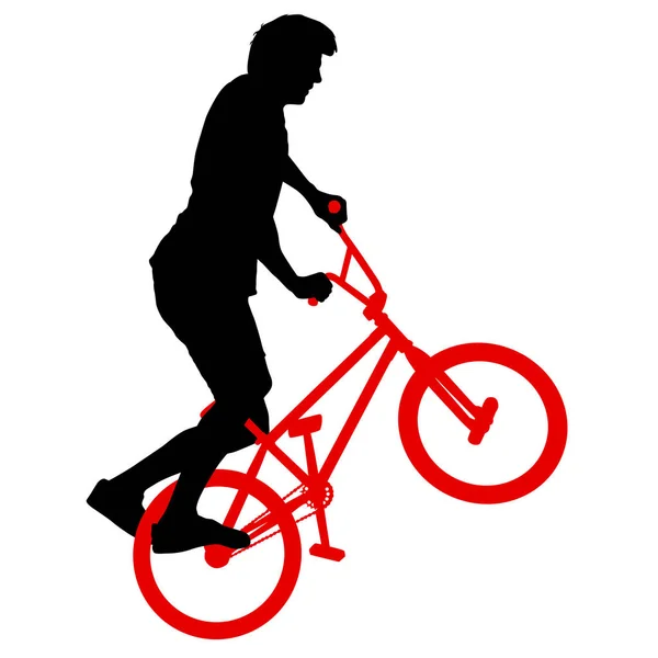 Silhouette of a cyclist male on white background — Stock Vector