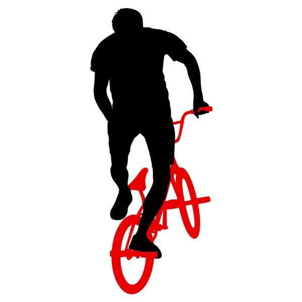 Silhouette of a cyclist male on white background — Stock Vector