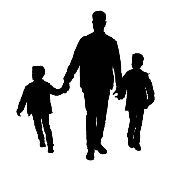 Silhouette de famille heureuse sur fond blanc — Image vectorielle