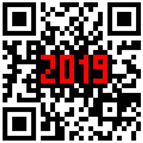 Tecnologie moderne 2019 scritte all'interno di un codice QR — Vettoriale Stock