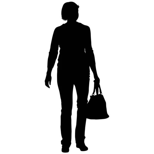 Sziluettje emberek hordtáska poggyász fehér háttér — Stock Vector