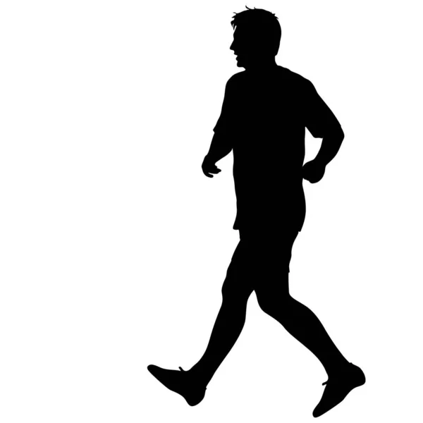 Silhouette. Corridori in corsa, uomini. illustrazione vettoriale — Vettoriale Stock