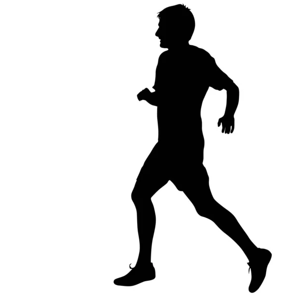 Silhuetter. Löpare på sprint, män. vektor illustration — Stock vektor
