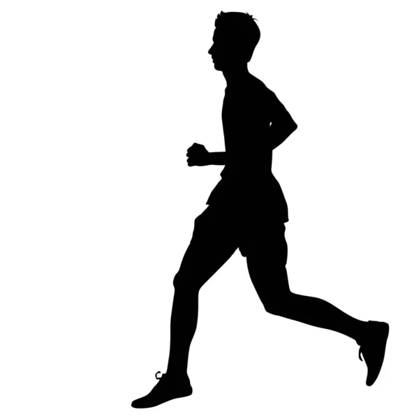 Silhouetten. Läufer im Sprint, Männer. Vektorillustration — Stockvektor