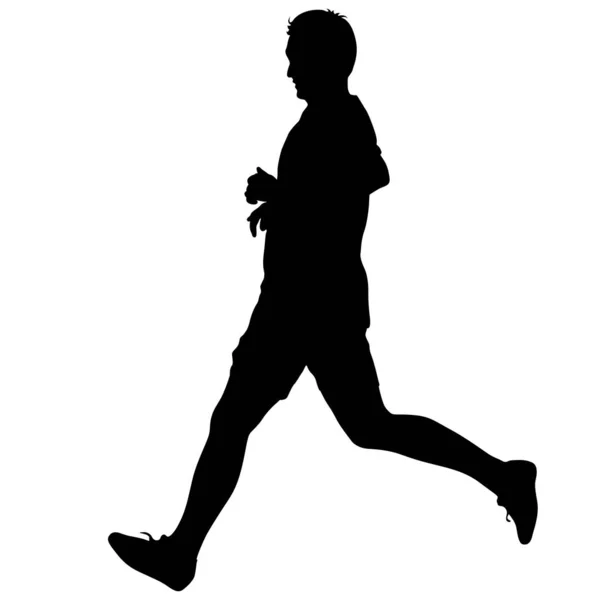 Silhuetter. Löpare på sprint, män. vektor illustration — Stock vektor