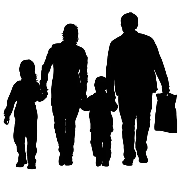 Silhouette einer glücklichen Familie auf weißem Hintergrund. Vektorillustration. — Stockvektor