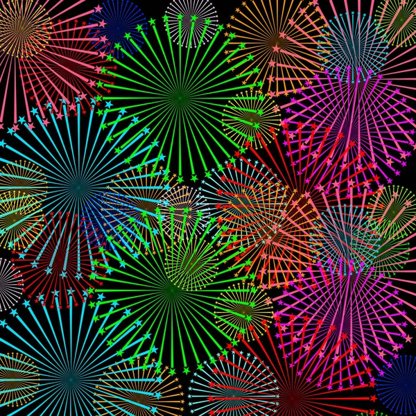 Fireworks and stars in national American colors. Vector illustration isolated on white background — Stock Vector