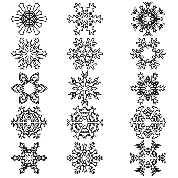 Set snowflakes icons on white background, vector illustration — Stock Vector