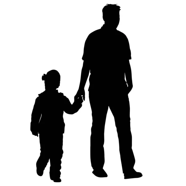 Silhouette nere Famiglia su sfondo bianco. Illustrazione vettoriale — Vettoriale Stock