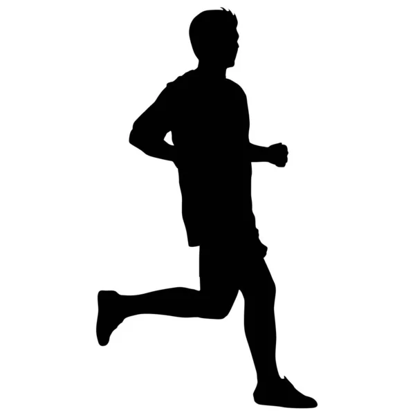 Siluetas. Corredores en sprint, hombres. ilustración vectorial — Vector de stock