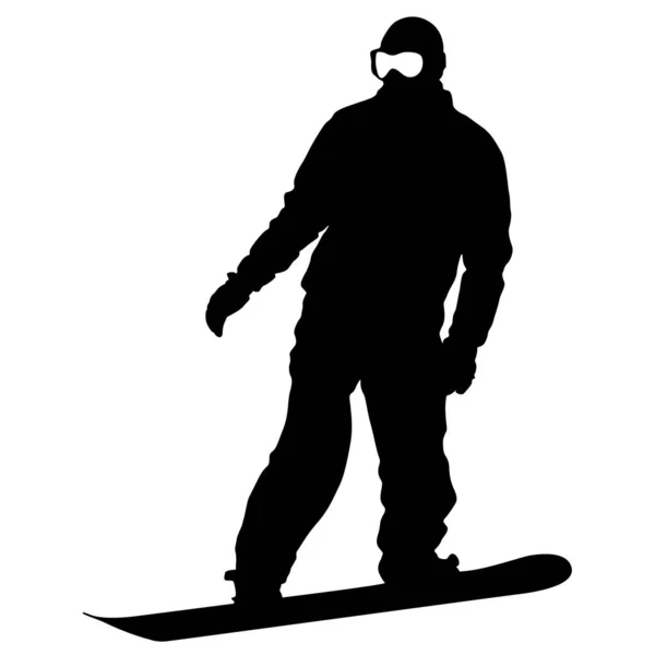 Silhuetas pretas snowboarders no fundo branco. Vector illu —  Vetores de Stock