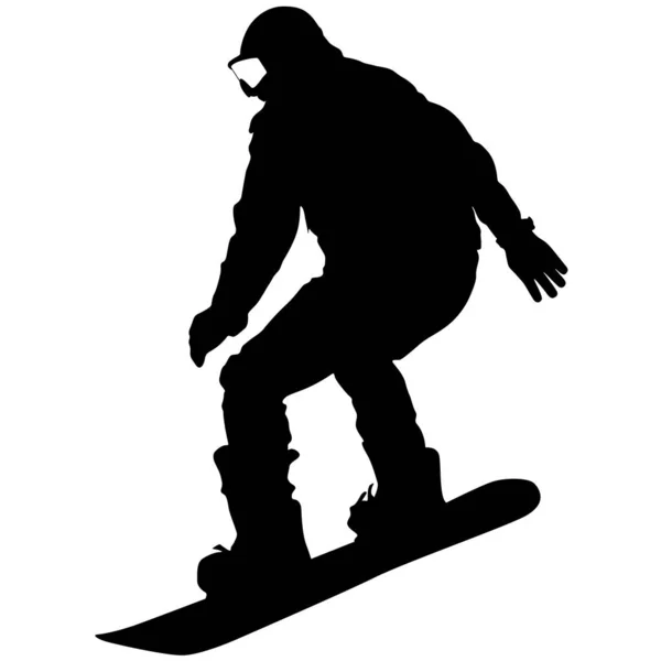 Silhouette nere snowboarder su sfondo bianco. Illu vettoriale — Vettoriale Stock