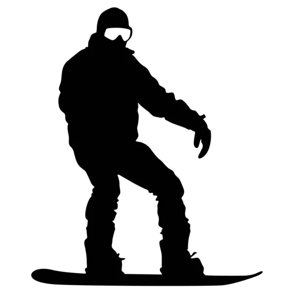Silhouettes noires snowboarders sur fond blanc. Vecteur illu — Image vectorielle