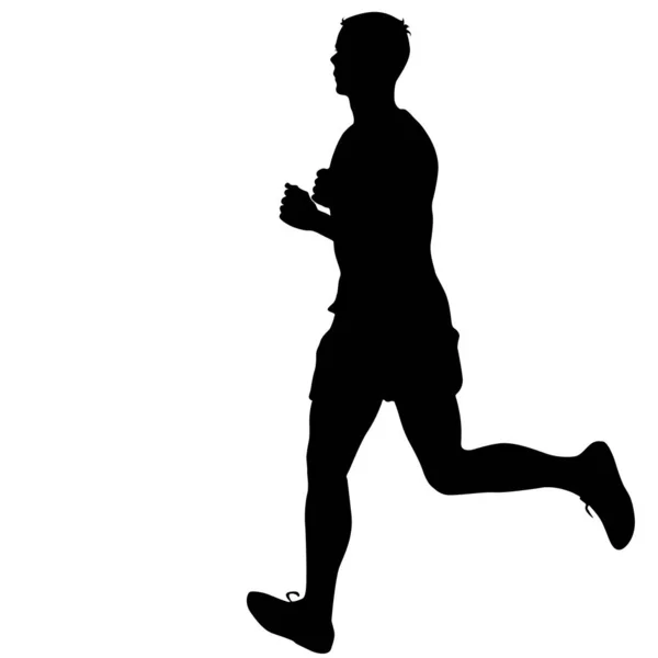 Silhouettes Runners on sprint, men. vector illustration — Stock Vector