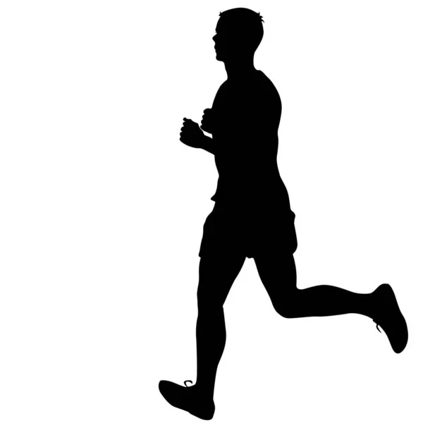 Silhouetten Lopers op sprint, mannen. vectorillustratie — Stockvector