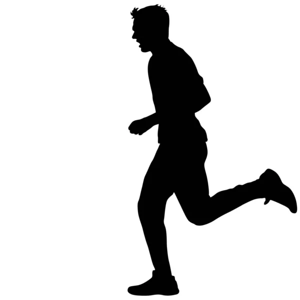 Siluet Koşucuları sürat koşusunda, beyler. vektör illüstrasyonu — Stok Vektör