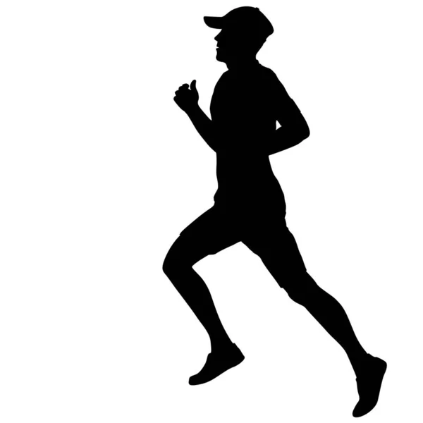 Silhouettes Runners on sprint, men. vector illustration — Stock Vector