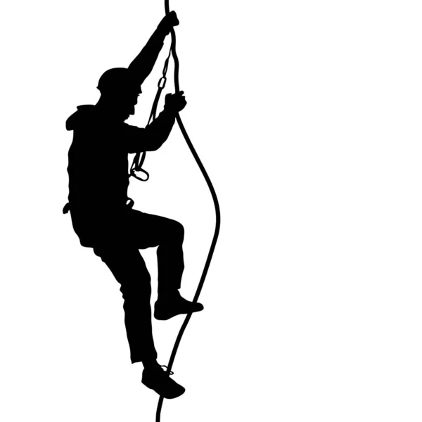 Black silhouette rock climber on white background. Vector illustration — Stock Vector