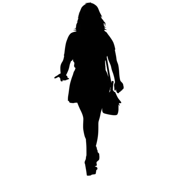 Silhouette nere di bella donna su sfondo bianco. Illustrazione vettoriale — Vettoriale Stock