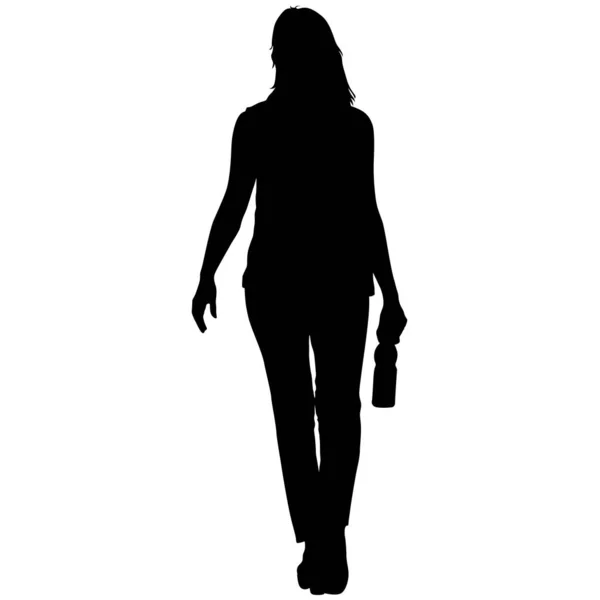 Schwarze Silhouetten einer schönen Frau auf weißem Hintergrund. Vektorillustration — Stockvektor