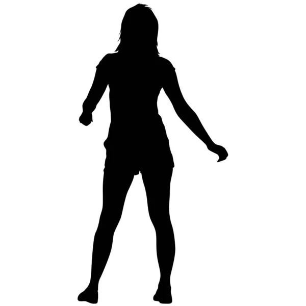 Siluetas negras de mujer hermosa sobre fondo blanco. Ilustración vectorial — Vector de stock