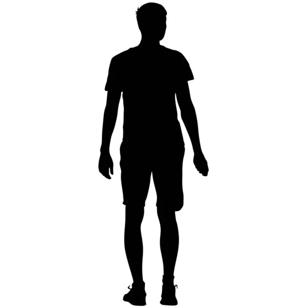 Silhouette nere uomo su sfondo bianco. Illustrazione vettoriale — Vettoriale Stock