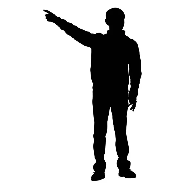 Silhouette eines Mannes mit erhobener Hand. Vektorillustration — Stockvektor