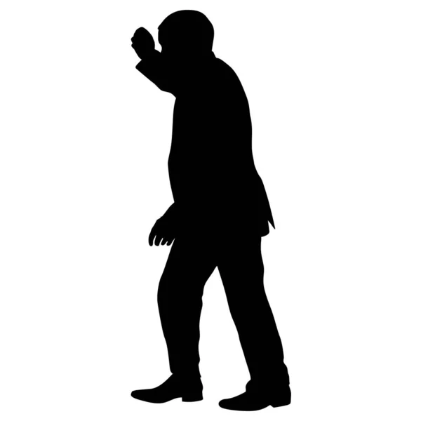 Silhouette di un uomo con la mano alzata. Illustrazione vettoriale — Vettoriale Stock