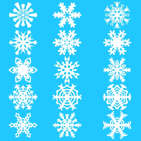 Set snowflakes icons on white background, vector illustration — Stock Vector