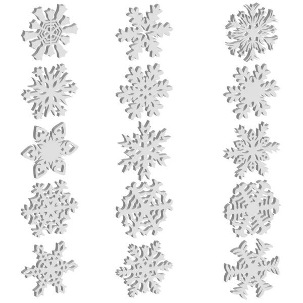 Schneeflocken-Symbole auf weißem Hintergrund setzen, Vektor-Illustration — Stockvektor