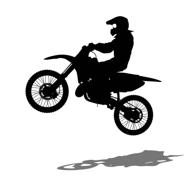 Silhouetten Rider participeert motorcross kampioenschap. Vectorillustratie — Stockvector