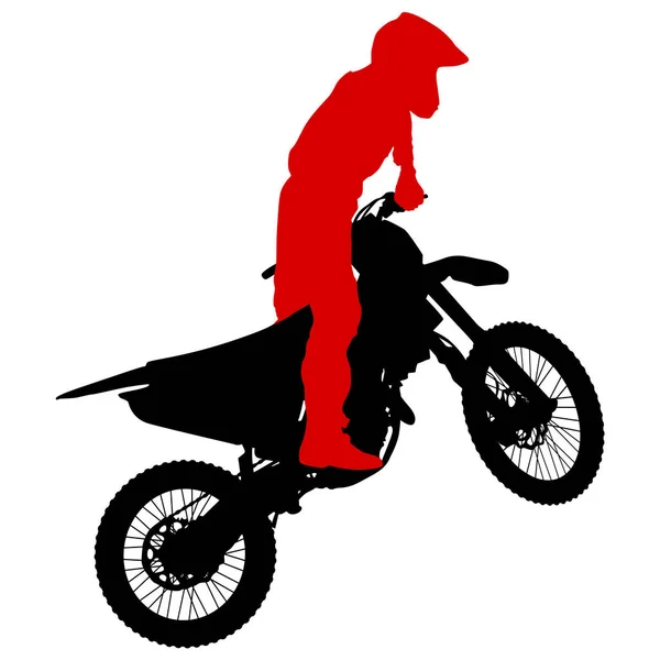 Silhouetten Rider participeert motorcross kampioenschap. Vectorillustratie — Stockvector