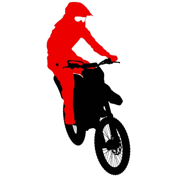 Silhouettes Rider participa en el campeonato de motocross. Ilustración vectorial — Vector de stock