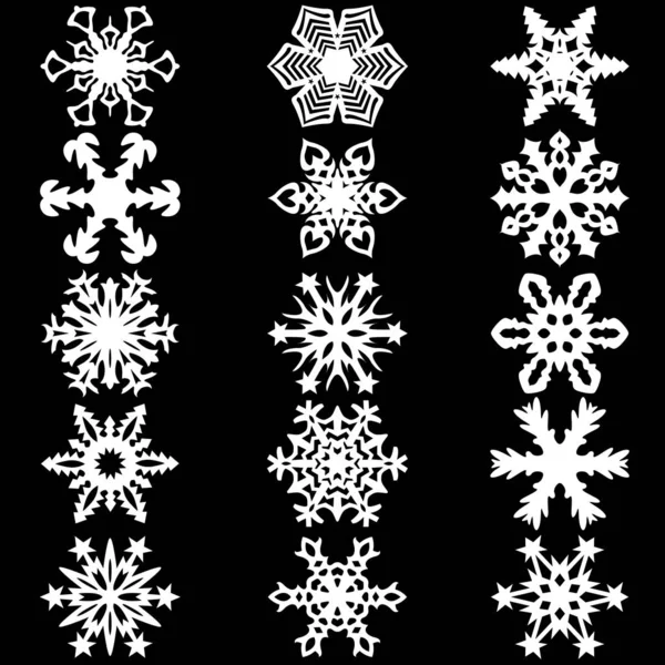 Set snowflakes icons on white background, vector illustration — Stock Vector