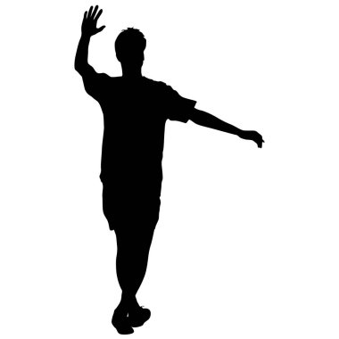 Beyaz arka planda siyah siluetler adam. Vektör çizim