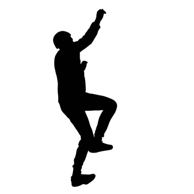 Beyaz arka planda siyah siluet dağcı.