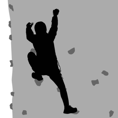 Beyaz arka planda siyah siluet dağcı.