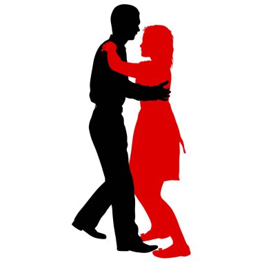 Beyaz arka planda dans eden siyah siluetler.