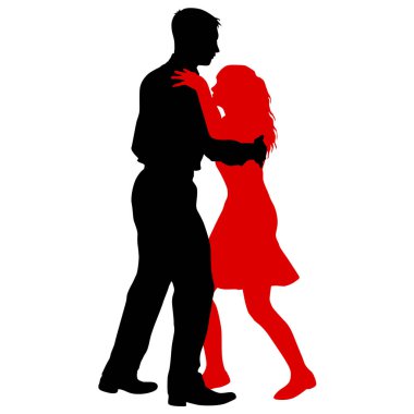 Beyaz arka planda dans eden siyah siluetler.