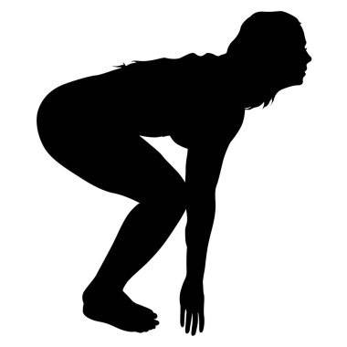 Yoga sınıfındaki siluet kız beyaz arka planda poz veriyor.