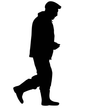 Siluet adam ayakta, beyaz arka plan insanlar