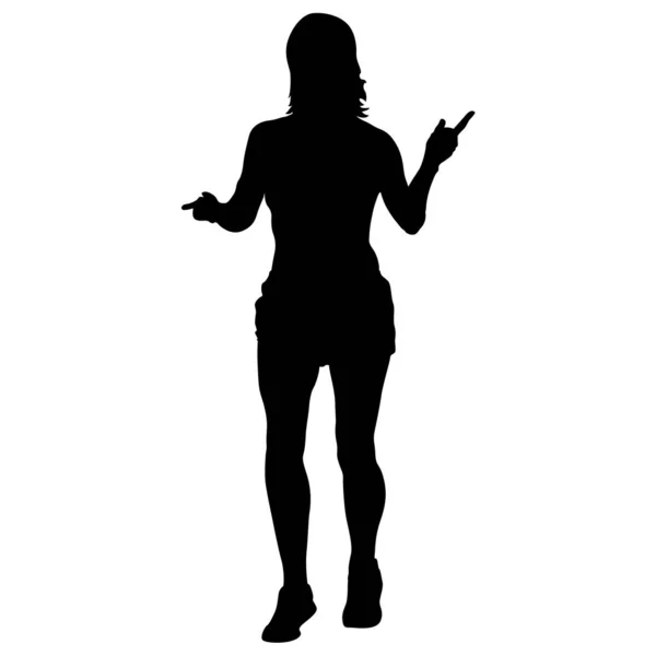 Siluetas. Corredores en sprint, mujeres. ilustración vectorial — Vector de stock
