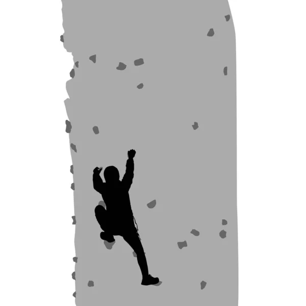 Black silhouette rock climber on white background. — Stock Vector
