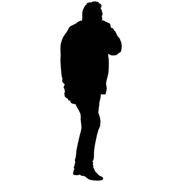 Zwarte silhouet man standing, mensen op witte achtergrond — Stockvector