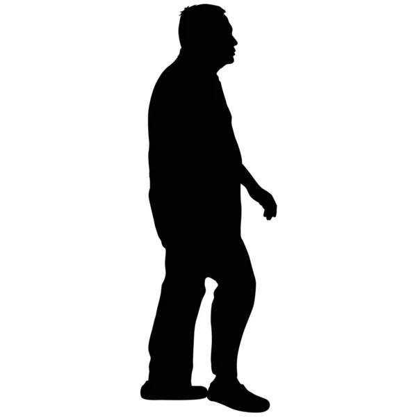 Zwarte silhouet man standing, mensen op witte achtergrond — Stockvector