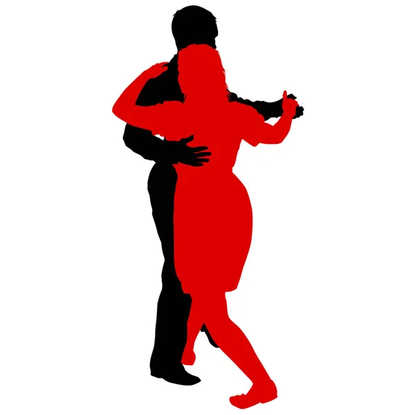 Black silhouettes dancing man and woman on white background — Stock Vector