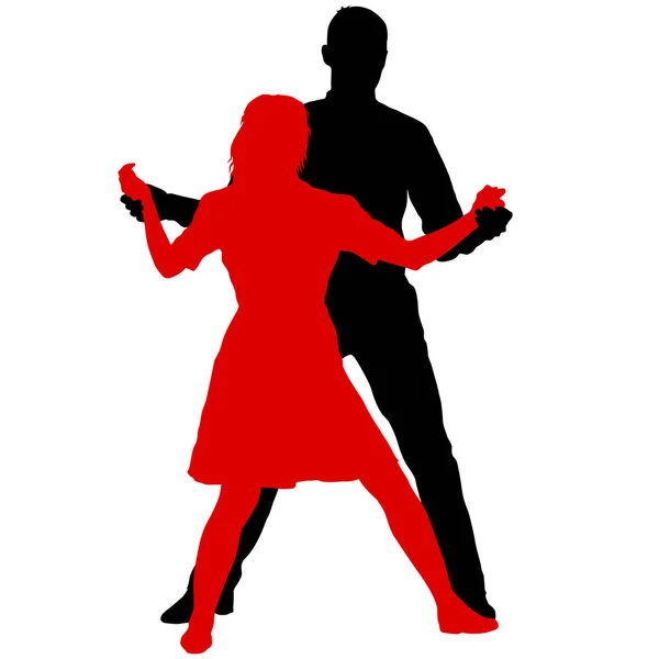 Svart siluetter dans man och kvinna på vit bakgrund — Stock vektor