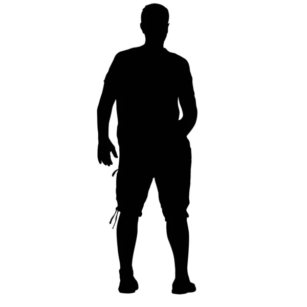 Zwarte silhouet man standing, mensen op witte achtergrond — Stockvector